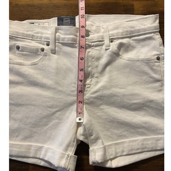 Gap Women’s 0 / 25 Shorts Mid Rise White Denim Cuffed 5" Inseam Stretch - Picture 7 of 12